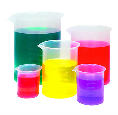 Karter Scientific Graduated Plastic Beaker Set, 50 100 250 500 1000 Ml